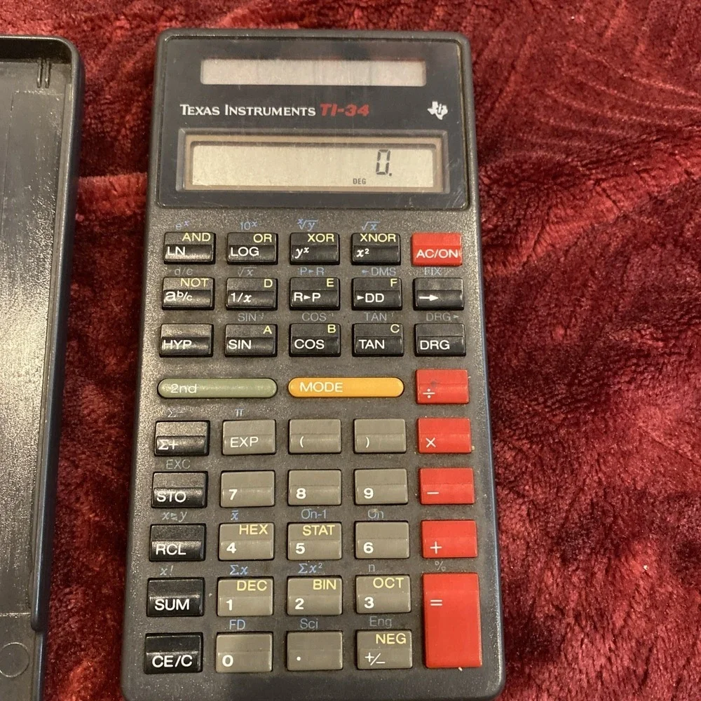 (2) Texas Instruments‎ TI-34 Scientific Solar Calculator w/ Cover